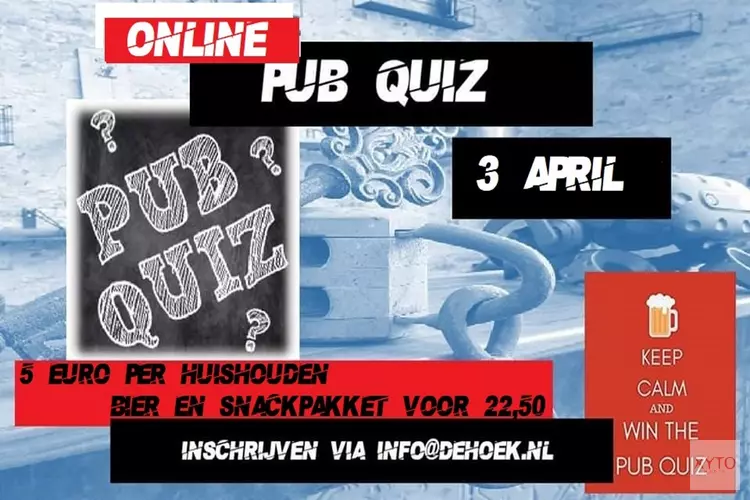 Tweede editie Online Pub Quiz van De Hoek op 3 april