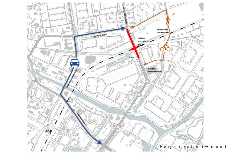 Spoorwegovergang station Overwhere 26 februari afgesloten