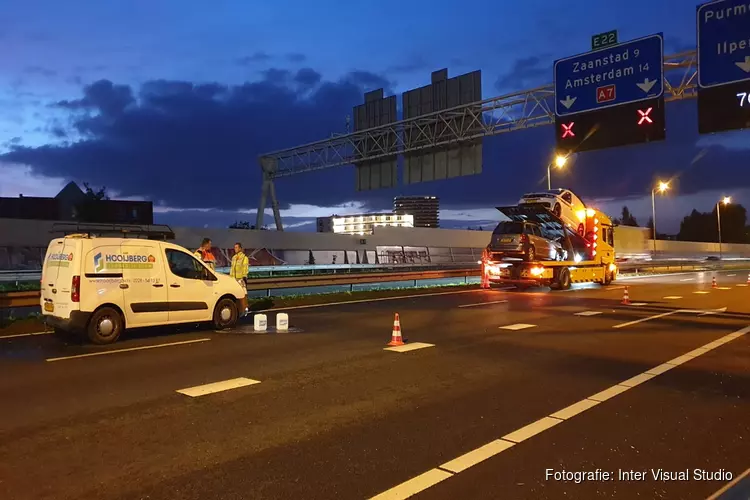 Lange file door ongeval op A7 bij Purmerend